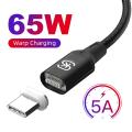 5A Magnetic Charging Cable Cable For OnePlus 9Pro 9R 8 8T 7 6 Nord 2 65W Charging Cable Type-C For Realme GT Fast Charger. 