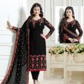 Black Ladies chiffon Embroidered Dress. 