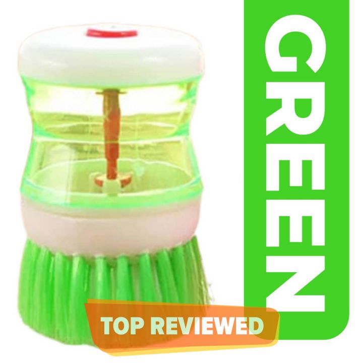 Scrub Kitchen Wash Tool Pot Dish Plastic Brush With Washing Up Liquid Soap Dispenser Brush