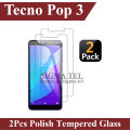 2Pcs Tecno Pop 3 Tempered Glass Screen Protector Premium High Quality Polish Glass For Pop 3. 