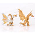 4pcs/set Machinery Godzilla Gojira Action Figure three-headed dragon Gold Hand Dolls Collection Model. 
