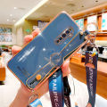 For OPPO Reno2 F / OPPO Reno 2F Cover [Neck Lanyard + Wrist Strap] Fashion Plating Bumper Stand Phone Case Camera Lens Protection Soft TPU Silicone Shockproof Protective Back Cover. 