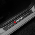 SUZUKI LOGO CARBON FIBER SILL PROTECTOR 4 Pcs -SCUFF PLATE CARBON FIBRE, PROTECT DOOR ANTI SCRATCH FOR CARS (SUZUKI). 