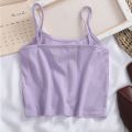 Women Purple Crop Tops Female Knitted Camisoles Cotton Solid Cute Tube Tops Camis Straps Plain Basic Tops For Women. 