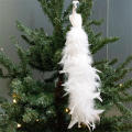 Feather Artificial peacock ornament Exquisite White Festive White feathers 40x8cm Clip-on Christmas decoration for Holiday. 