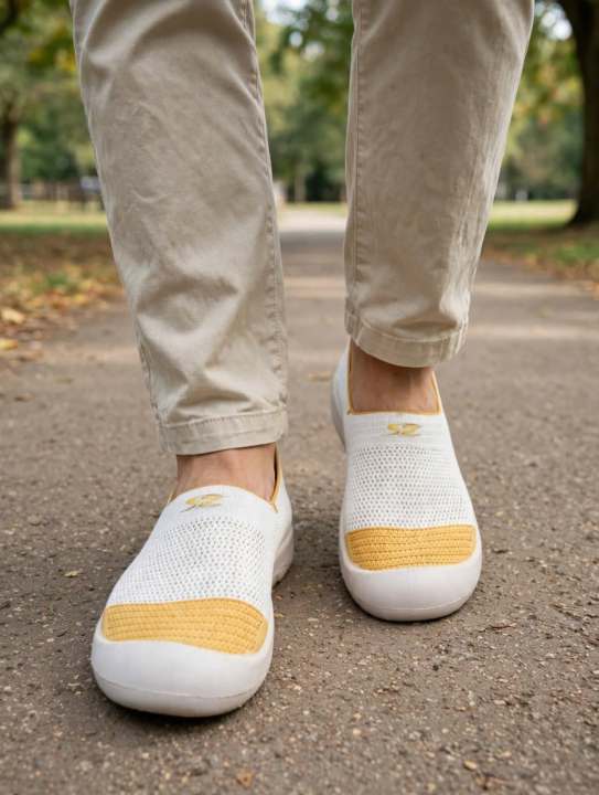 SHAZ%20FOOTWEAR%20Women's%20White%20&%20Mustard%20Slip-On%20Walking%20Shoes%20-%20Lightweight%20Breathable%20Comfort%20Loafers%20for%20Ladies%20-%20Image%205