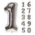 Silver Foil Numbers Large Balloons (16 inch) | Foil Digit Birthday Balloon large (16 inch) | Happy Birthday Party | Wedding Anniversary | Decorations Air inflated Figure Balloon - 0,1,2,3,4,5,6,7,8,9.. 