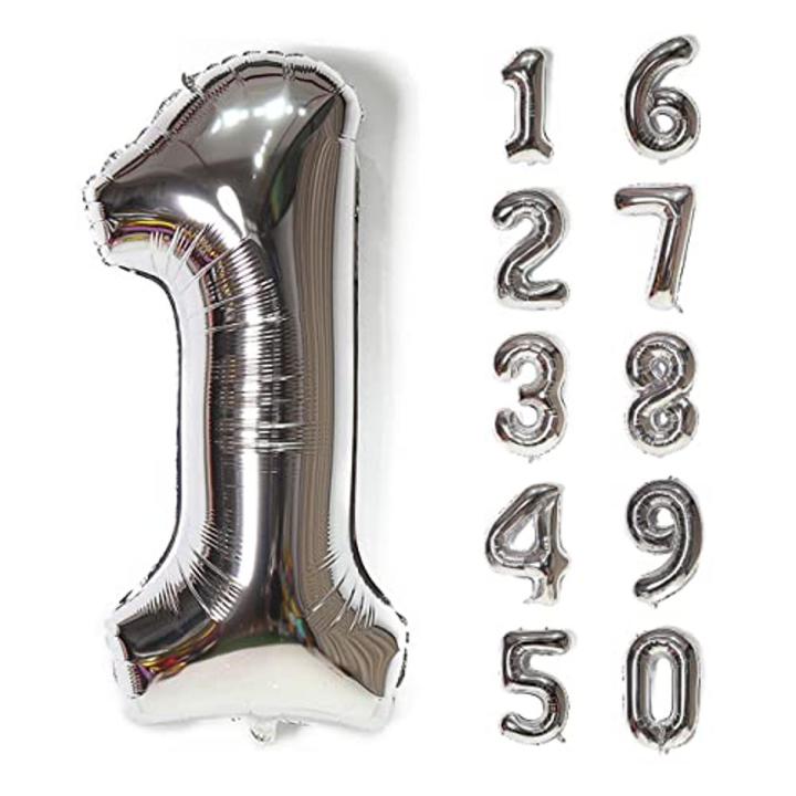 Silver Foil Numbers Large Balloons (16 inch) | Foil Digit Birthday Balloon large (16 inch) | Happy Birthday Party | Wedding Anniversary | Decorations Air inflated Figure Balloon - 0,1,2,3,4,5,6,7,8,9.