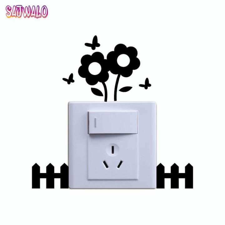 Beautiful Flower Fence Switch Sticker Wall Decoration switchboard stickers flower switch stickers