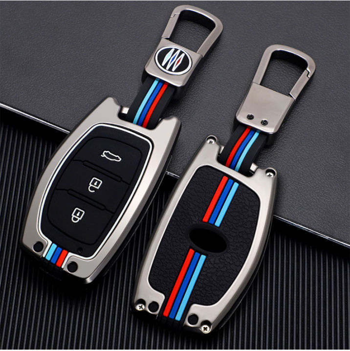 Hyundai Tucson / Elantra GLS Leather Alloy Metal Key Fob Cover Waterproof Protective Key Case- Stylish- Hot Selling- Gun Metal