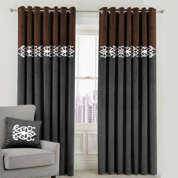 velvet curtain grey & brown