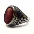 Vintage Natural Yemeni Aqeeq Stone Ring Stylish Pure Silver Stainless Steel Fashion ORIGINAL Stone Ring Ottoman Ring For Men Premium Quality. 