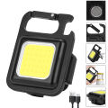 COB Rechargeable Keychain Mini Small Flashlight 3 Light Modes Portable Pocket Light with Folding Bracket Bottle Opener and Magnet Base for Fishing, Walking and Camping. 