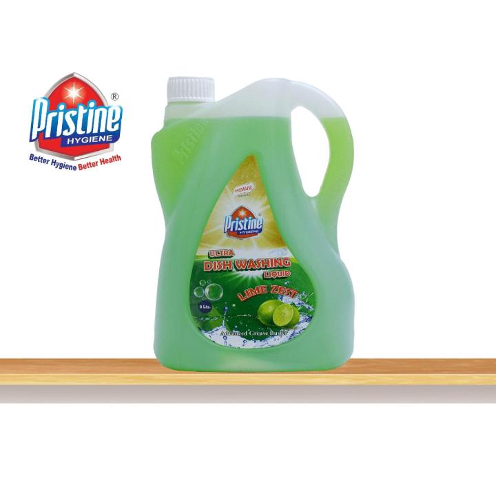 Pristine Dishwash Liquid - 3 Litres Refill - Lime Zest | Daraz.pk