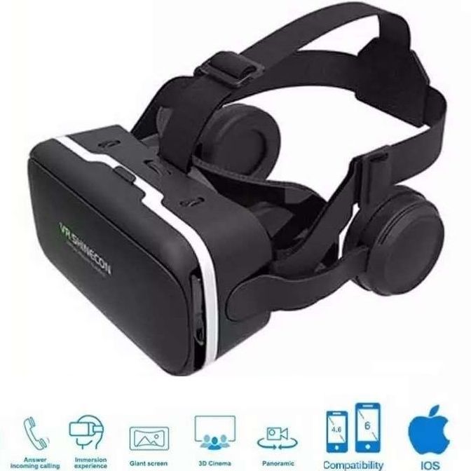 Shinecon 6th Generation 3D VR Glasses Headset with Earphones for 4.7, 6.7 Inch Smartphones