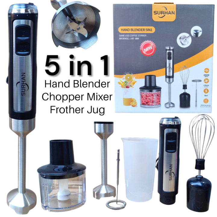 KOLAX / CRONIER / SURHAN / VAVSEE / HOPVISION / Healthomse 5 In 1 Multifunctional Hand Blender Set with Chopper , mixer , milk frother, Jar , Powerful And Efficient Food Blender 800W/1000 watts