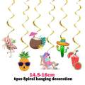 FLAMINGO THEME PARTY DECORATION SPIRALS PACK - PACK OF 6 STREAMERS AND 6 CUTOUTS. 