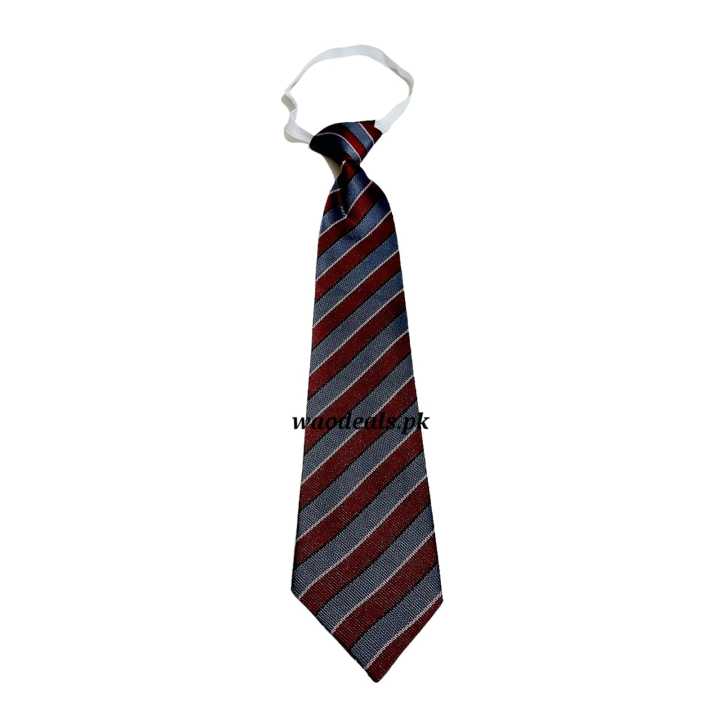 The City School Primary Boys Uniform Elastic Tie Gray & Maroon Lining Uniform Tie