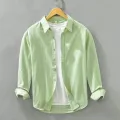 Men;s Long Sleeves Sky Blue Shirt With Under White T-Shirt. 