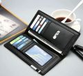 slim long PU leather wallet for men. 