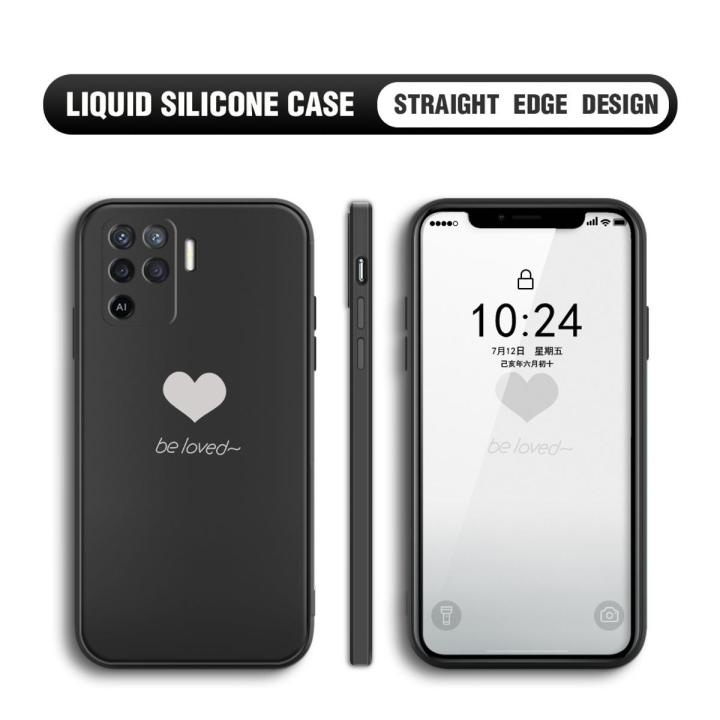 BILI for OPPO F19 Pro / A94 / Reno 5F / Reno 5 Lite Back Cover Be Loved Multicolor Liquid Silicone Phone Case Soft Square Lens Protection Phone Cases