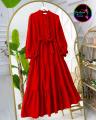 New Casual Frill Style Panel Work Long Frock For Women. 
