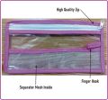 Pencil Pouch | Transparent Design | Smooth Zip | Finger Hook + Separator Mesh Inside | School Geometry Box. 