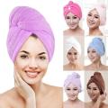 Quick Dry Towel Hair Drying Terry Hat Quick Dryer Water Absorbent Shower Turban Fast Magic Hair Wrap with Button Wrapped Bath Cap Facial Salon Face Wash Towels. 