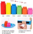 Mathematics Balance Scale Teaching Aid, Wooden Montessori Kids Scale with Colored Weights Set, Weighting Scale Toy For Kids, Kids Early Education Toys. 