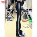 Hot girl strip sports bell bottoms, women's spring and autumn design, high-waisted, slim, drape, mopping the floor, casual and thin, yoga pants. 
