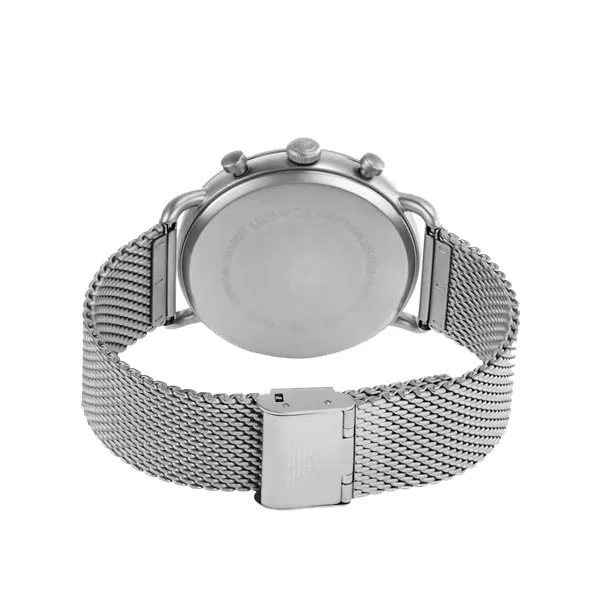 Emporio Armani Classic Silver Mesh Bracelet White Dial Chronograph