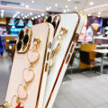 COROGI for Vivo Y66 Back Cover with Love Heart Bracelet Luxury 6D Plating Frame Shiny Chain Cases Soft Silicone Square Protective Mobile Phone Case for Girls Boy. 