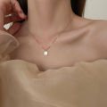 necklace for girls Light luxury, niche square shell necklace, women's summer design, versatile, simple clavicle chain, ins, cold style accessories. 