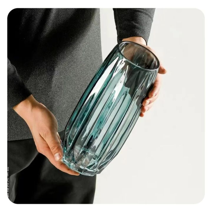 Modern Hand-Blown Transparent Glass Vase – Decorative Geometric ...