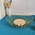 Fruit Basket Countertop Fruit Vegetable Basket Bowl for Kitchen Counter, Metal Wire Countertop Fruit Bowl Basket Holder for Kitchen | Gold Modern Storage Table Centerpiece with Wood Stand | Home Decor. 