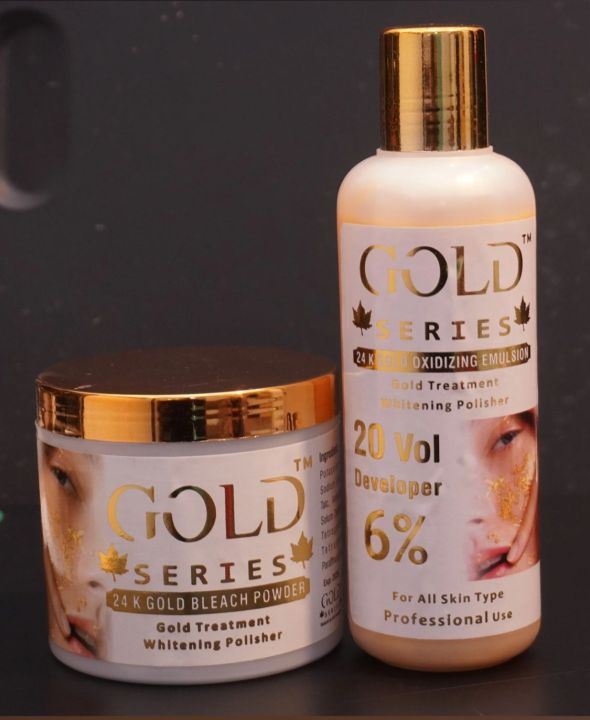Bleach Powder Set 24K Gold Series Whitening 6% Volume 2.0 | Daraz.pk