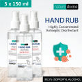 Pack of 3 x 150 ml Nature Divine Mist Spray Hand Rub 98.5% Isopropyl Alcohol, IPA Rubbing Alcohol and General Purpose Antiseptic Disinfectant. 