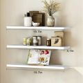 3 Pack Wood Floating Shelves,Wall Mounted Shelves Wall Storage Display,Wall Space Organizer Shelf for Living Room Bathroom Kitchen Office and More,White.. 