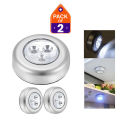 Pack of 2 LED Tap Touch Lights for Kitchen Cabinet & Wardrobe | One Touch Push ON/OFF Night Light | Battery Operated Self Adhesive LED Lamp. 