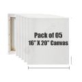 Openness Custom Sizes Primed Canvases, Size 16x20 Pack of 05, Best for Painting and Artwork. 
