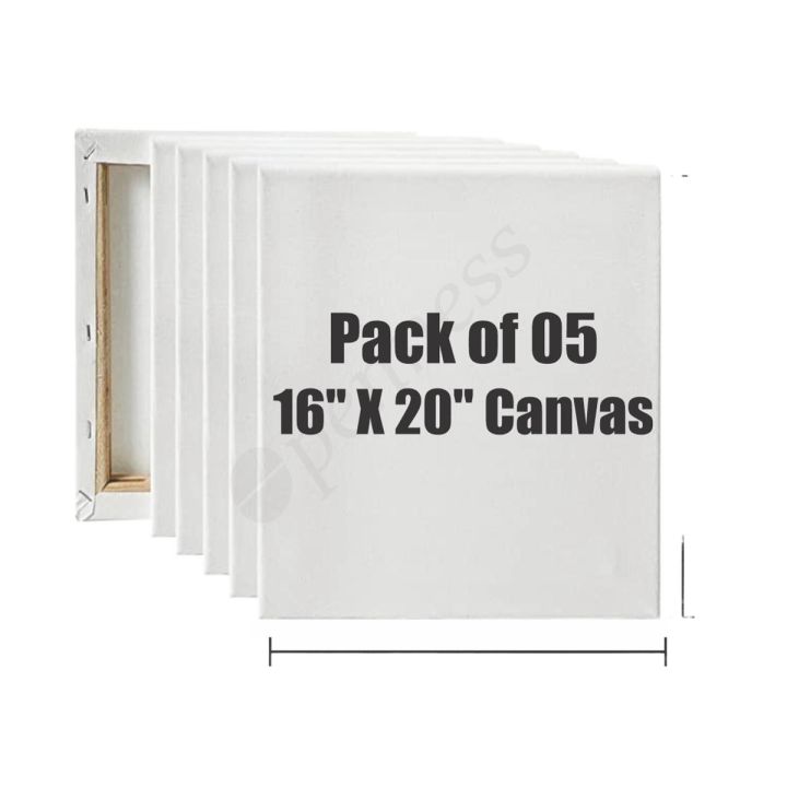 Openness Custom Sizes Primed Canvases, Size 16x20 Pack of 05, Best for Painting and Artwork
