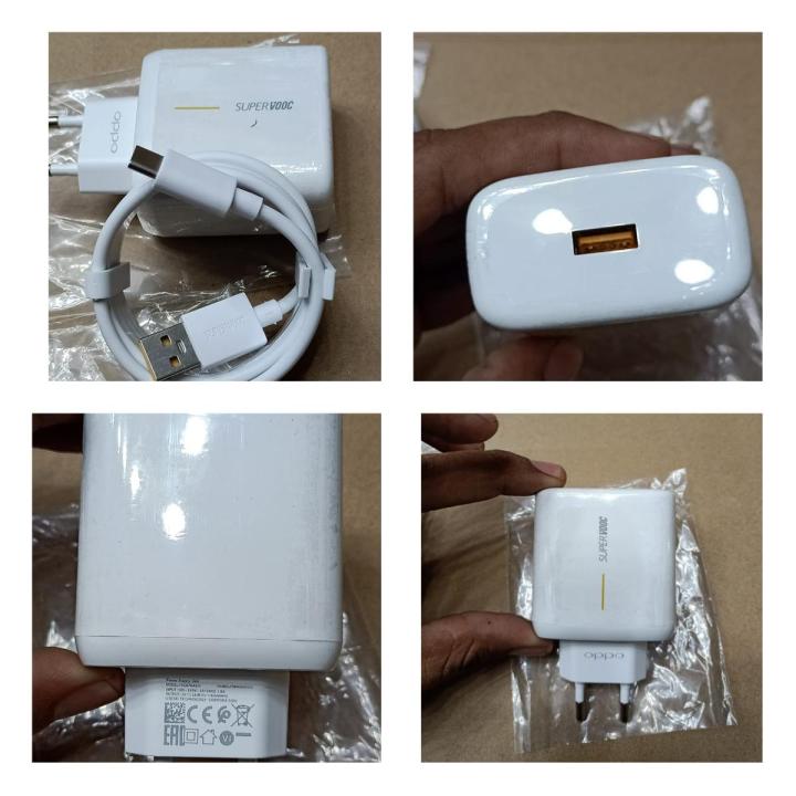 Original Super VOOC Charger For Oppo OPPO 5th Generation Original VOOC Fast Charger 5V/4A Charging for Reno 10X Z K3 Find X R17 Pro Fast Adaptor with Type-C Data Line Cable