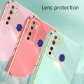 Biruiqu for Tecno Camon 15 Back Cover Luxury 6D Plating Frame Shiny Bling Phone Pounch Soft Silicone Square Phone Case. 