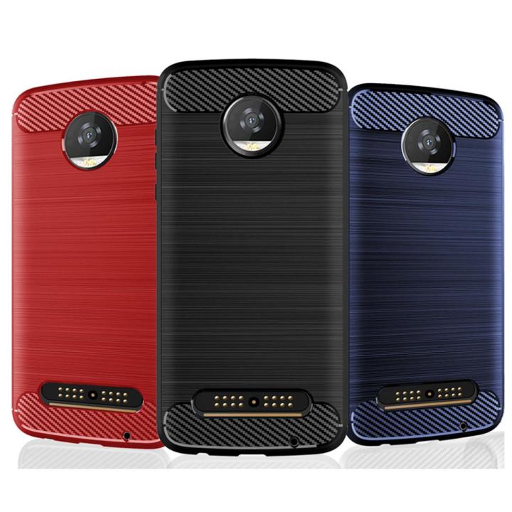 For Motorola Moto Z2 Play Cover Shockproof Flexible TPU Carbon Fiber Brushed Cases For Motorola Z2 Play Case