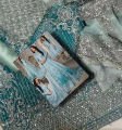 Beautiful 3D FULL Handwork (5000+ Pearls Use) & Heavy Embroidered Net Wedding Maxi Dress Unstitched RCHI-851. 