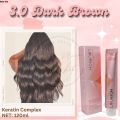 Lourich Keratin Complex Professional 3.0 Dark Brown Hair Dye Color Cream With Developer. 