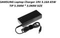 SAMSUNG Laptop Charger 19V 3.16A 65W TIP 5.5*3.0MM SIZE. 
