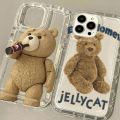 Cartoon Teddy Bear Soft TPU Case for iPhone 15 14 13 12 11 Pro Max XR XS X 8 7 6 6S Plus SE 2020 Shockproof Clear Cover. 