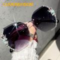 Anti-uv Glasses Stylish Rhinestone Sunglasses for Women Uv Protection Hip Hop Eye Wear for Outdoor Activities Trendy Transparent Shades with Bling Decor Lightweight Comfortable Summer Sunglasses. 