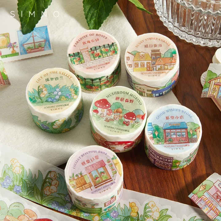 Vintage%20Mushroom%20Flower%20Washi%20Tape%20Decorative%20Scrapbooking%20Sticker%20Label%20Cute%20House%20Masking%20Tape%20Stationery%20School%20Supplies%20-%20Image%203